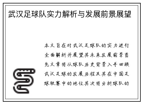 武汉足球队实力解析与发展前景展望